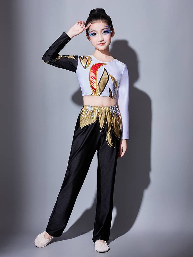 Customized elementary and middle school students radio gymnastics gymnastics contest performance service children's dance performance service long pants set