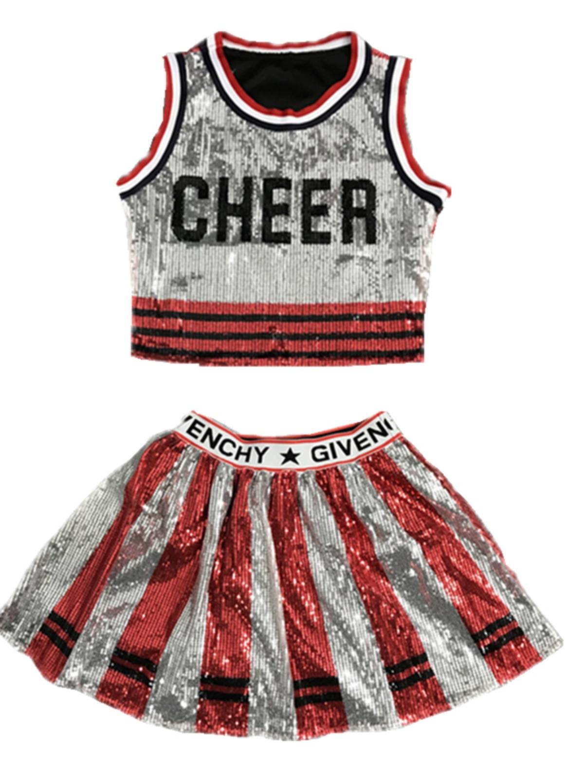 Hip -hop jazz dance jazz aerobics cheerleading team street dancers performance square dance glitter sequin performance clothing set female