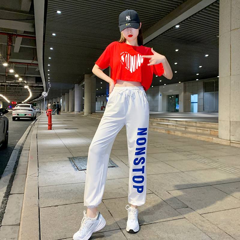 Adult jazz dance set female short navel top dancing pants children's group aerobics performance service