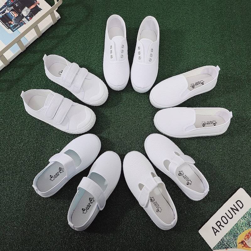White children's bodybuilding small white shoes primary and secondary school sports meeting cloth shoes male and female girl la la la cheer gymnastics dance shoes