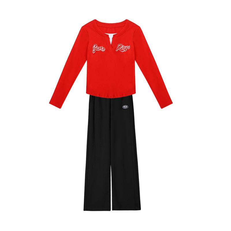 Square dance clothing new letters jacket straight pants sports fitness group dancing pants dancing pants large size fitness clothes