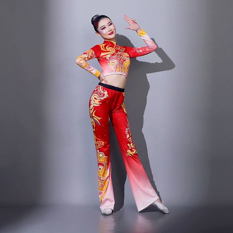 New Gymnastics and Gymnastics Clothing Plaza Dance Men's Competition Service Fitness Exercise Low Team Dance Performance Service Adults