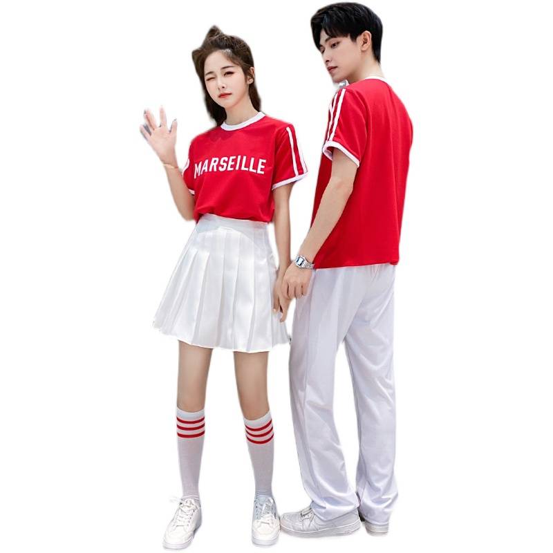 The opening ceremony of the Lala team performance service sports meeting La La Raoming Graduation Seasonal Bodybuilding Set Short Sleeve Men and Women Spring