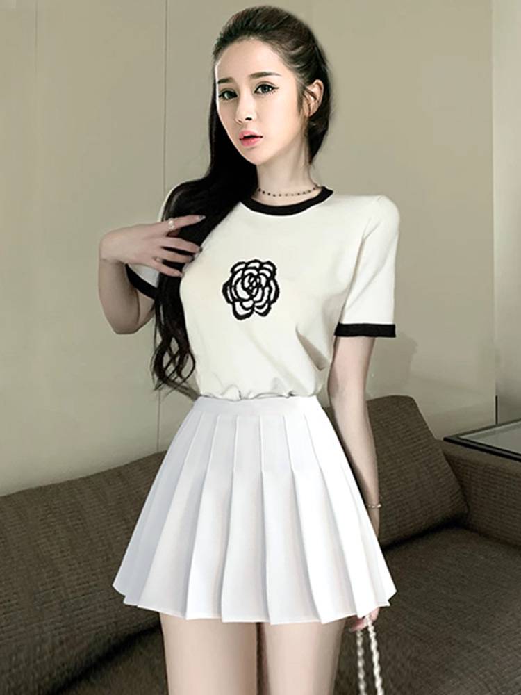 The opening ceremony of the Olympic Games of the University Student Games Olympic Games La La Raoming Mei Fuck Korean Knitwear T -shirt Set