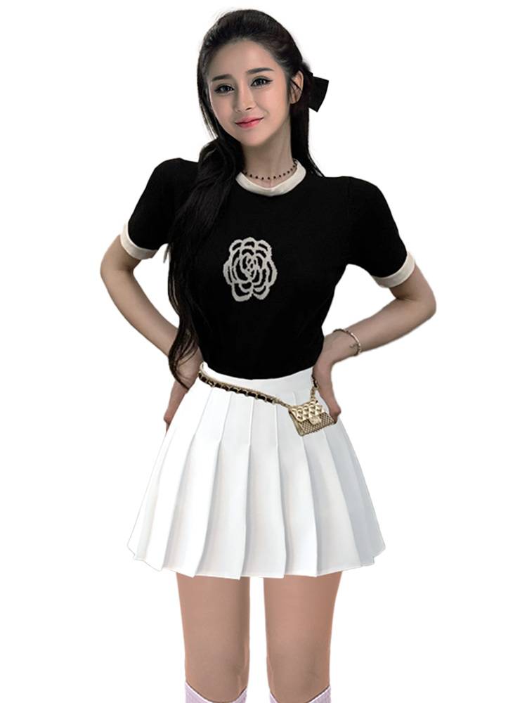 The opening ceremony of the Olympic Games of the University Student Games Olympic Games La La Raoming Mei Fuck Korean Knitwear T -shirt Set