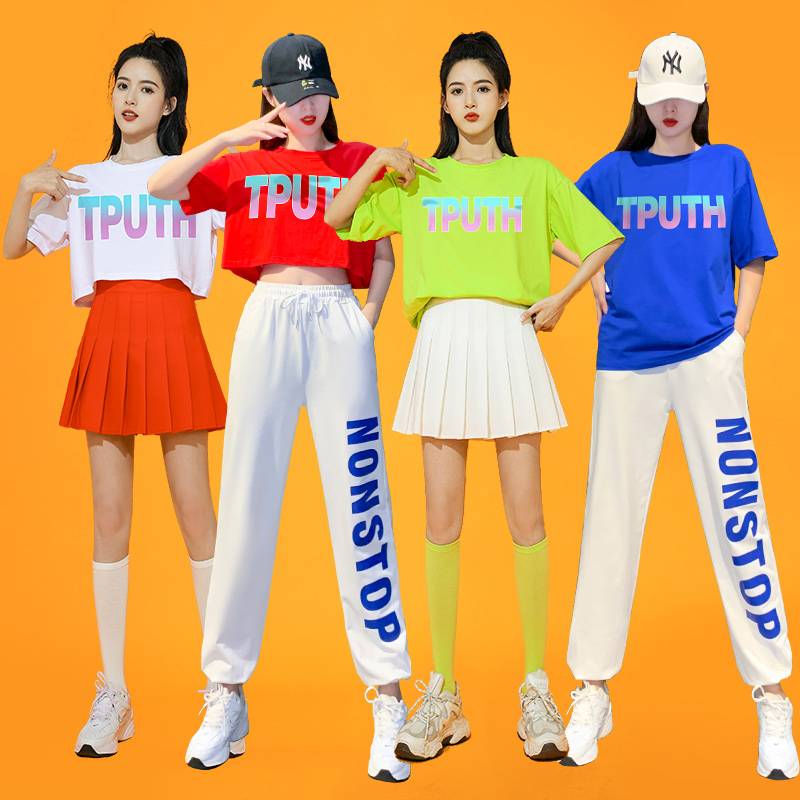 Jazz dance clothing women's Korean female group dancing Lala team set summer adult fitness cheerleader performance service