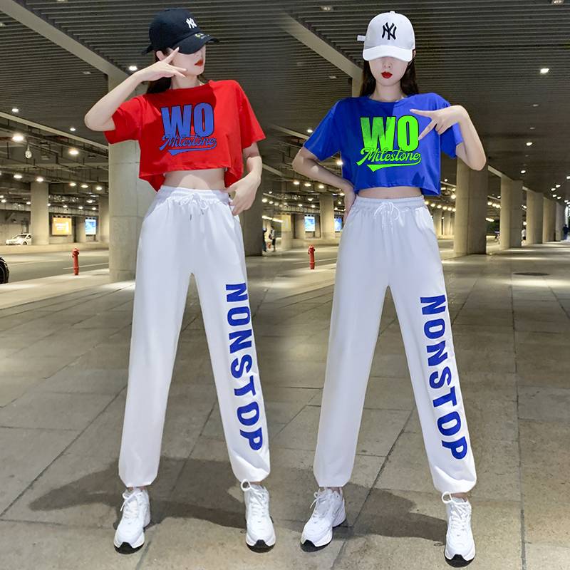 Adult Korean version of dancing jazz practice pants jazz dance clothing men's and women's set cheerleading team bodybuilding performance clothes