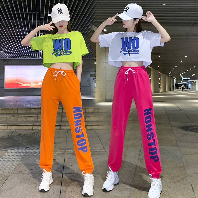 Adult Korean version of dancing jazz practice pants jazz dance clothing men's and women's set cheerleading team bodybuilding performance clothes