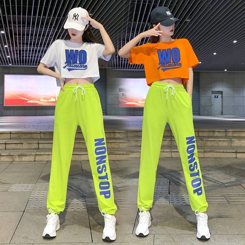 Adult Korean version of dancing jazz practice pants jazz dance clothing men's and women's set cheerleading team bodybuilding performance clothes