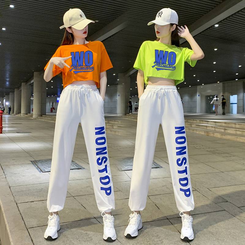 Adult Korean version of dancing jazz practice pants jazz dance clothing men's and women's set cheerleading team bodybuilding performance clothes