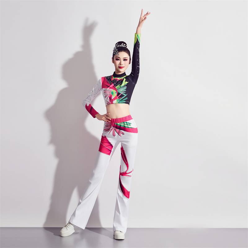 La La team clothing actress performs the health beauty competition dance group, adult long -sleeved slim fitting exercise cheerleading