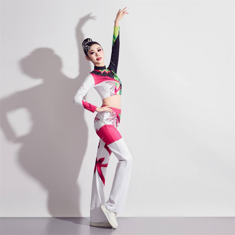La La team clothing actress performs the health beauty competition dance group, adult long -sleeved slim fitting exercise cheerleading