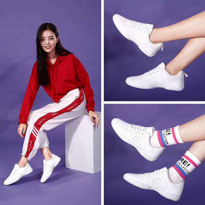 Adult Training Plaza Dance Shoes Athletic Fencing Shoes Soft Bottom Children's Professional Dance Male White Competition