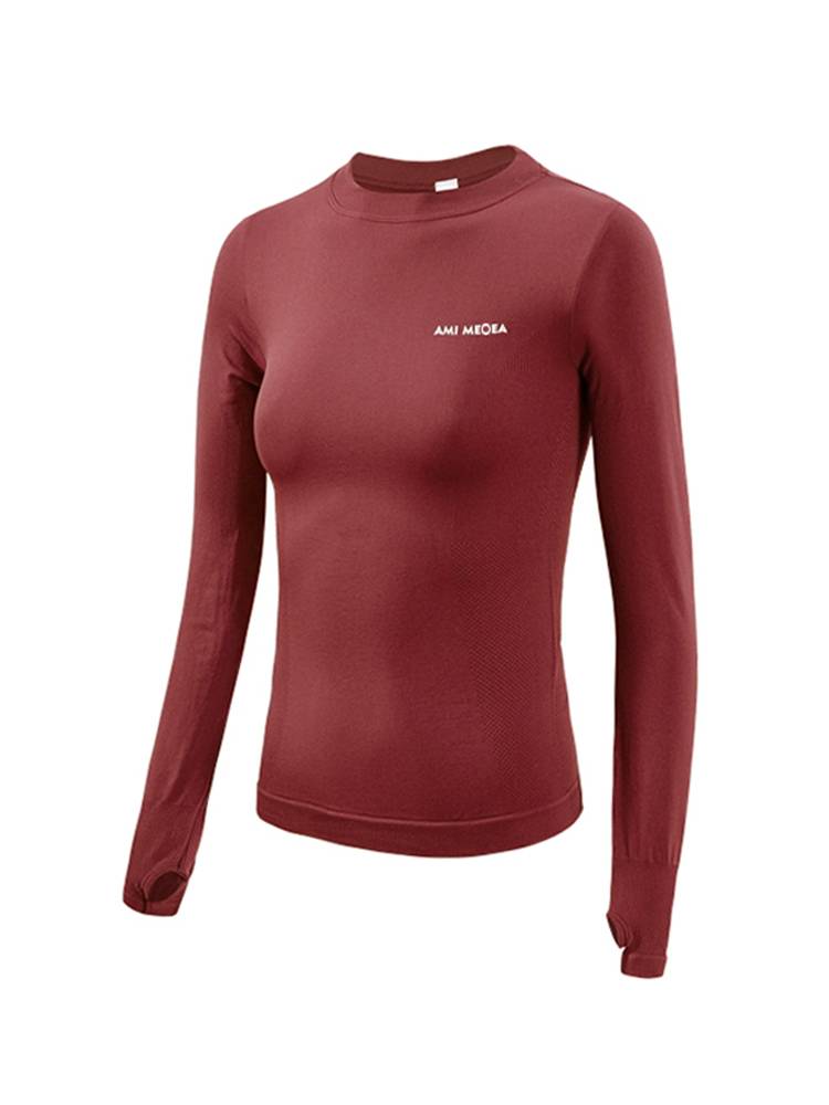 Jiuri Yipin Fitness Girls Long -sleeved Platform Tighten Sports Top Turbus Speed drying T -shirt Running Yoga Clothes