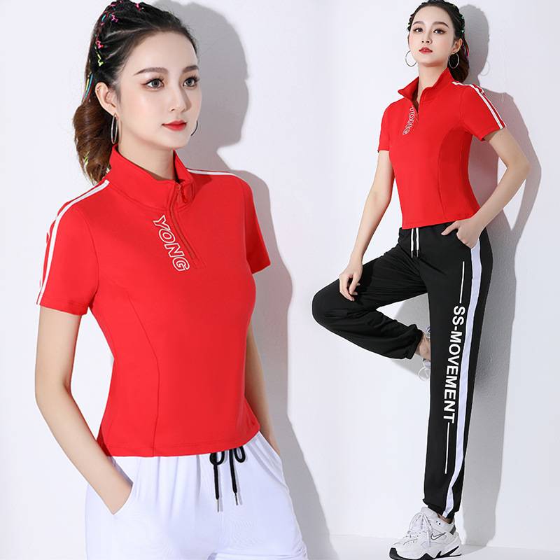 Square dance health dance set dancing dancing clothes autumn long -sleeved fitness stroll running sports top girl