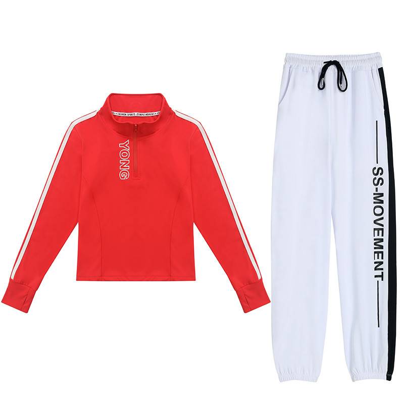 Square dance health dance set dancing dancing clothes autumn long -sleeved fitness stroll running sports top girl