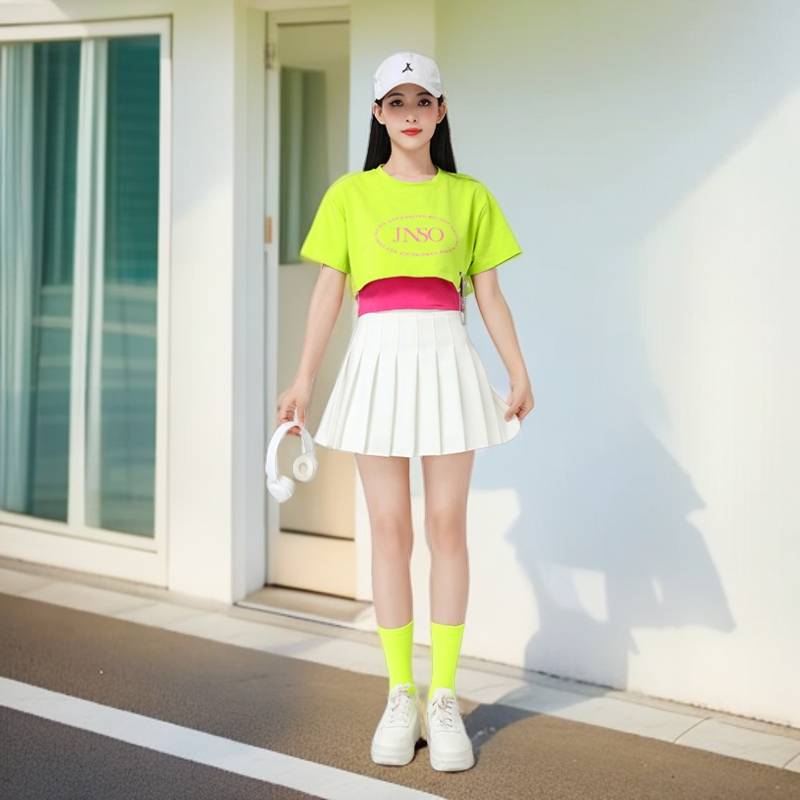 The new cheerleader clothing women's group fitness fucking set is sexy, umbilical color top adult jazz dance watch show