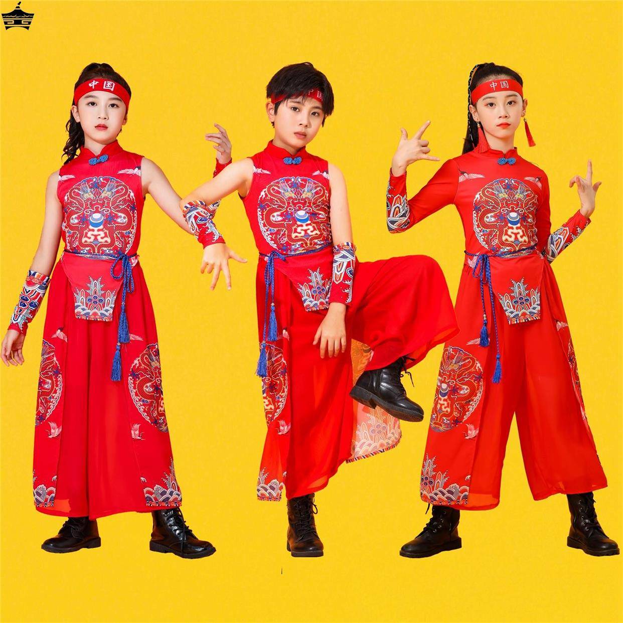 Adult gongs and drum team playing service service Chinese wind waist drum team uniform primary and secondary school student sports meeting bodybuilding suit