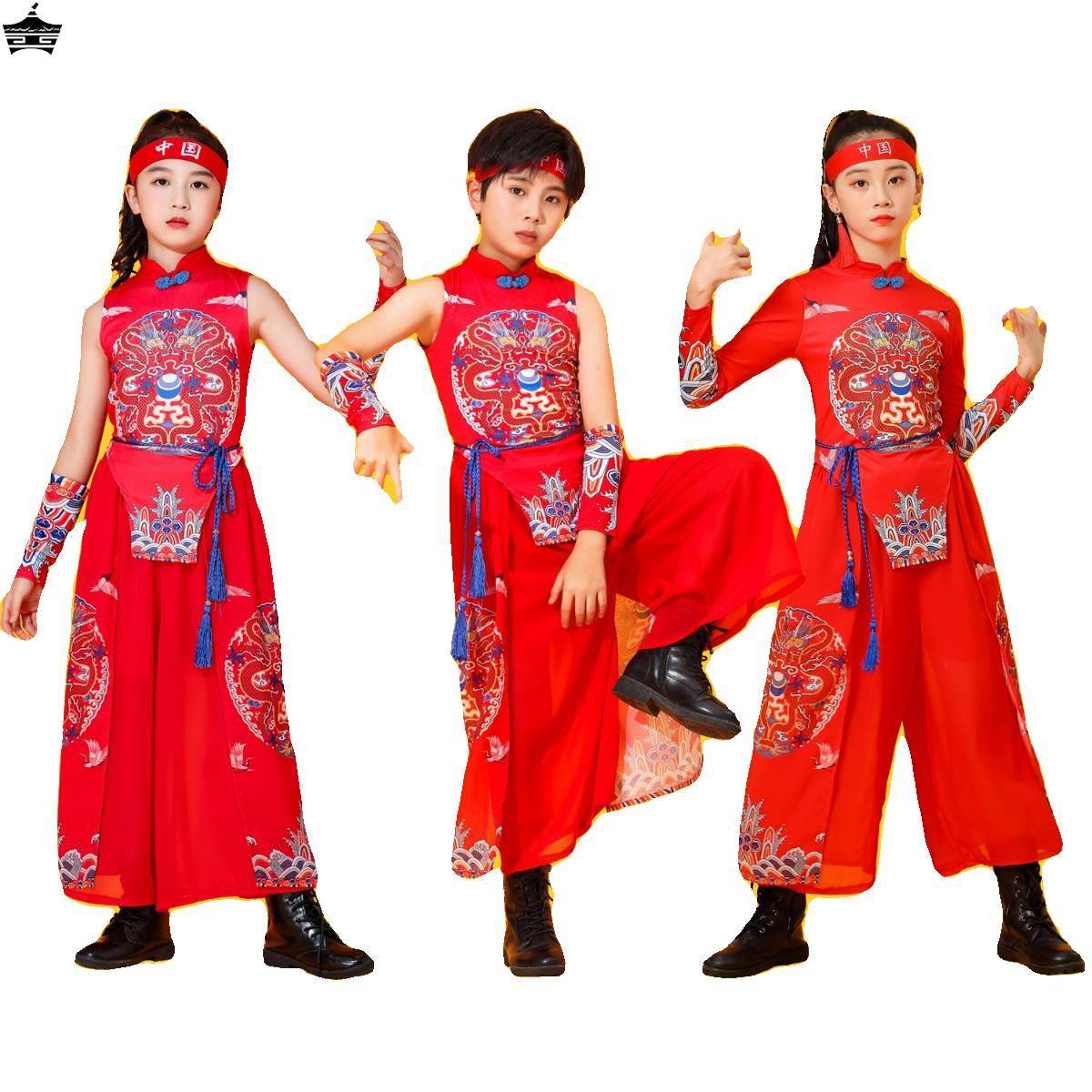 Adult gongs and drum team playing service service Chinese wind waist drum team uniform primary and secondary school student sports meeting bodybuilding suit