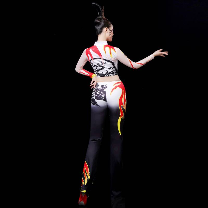 New bodybuilding clothing fashion set sequins la la la la la la fuck gymnastics competition competitive aerobic fitness exercise service