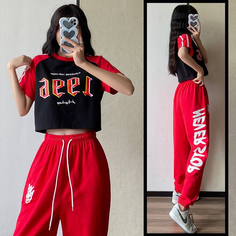 Internet celebrity jazz dance service female students cheerleading suit adult modern dancezonba fitness pants performance clothing summer