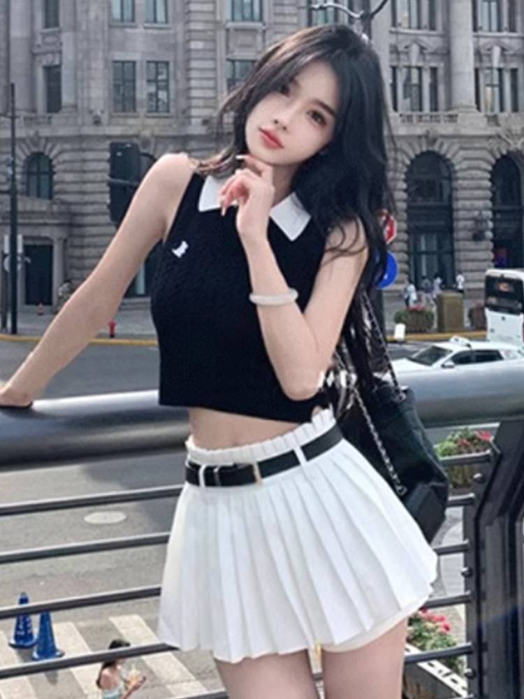 Korean-style jazz dance dress, summer knitting knitting, college sports