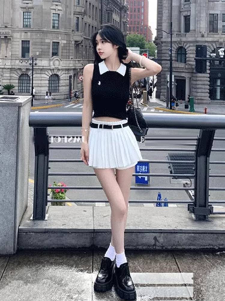 Korean-style jazz dance dress, summer knitting knitting, college sports
