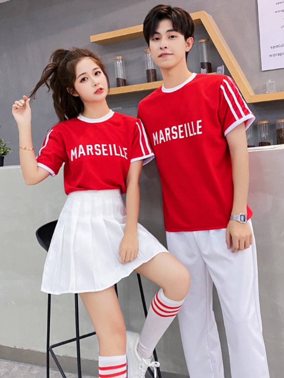 The opening ceremony of the Lala team performance service sports meeting La La Raoming Graduation Seasonal Bodybuilding Set Short Sleeve Men and Women Spring