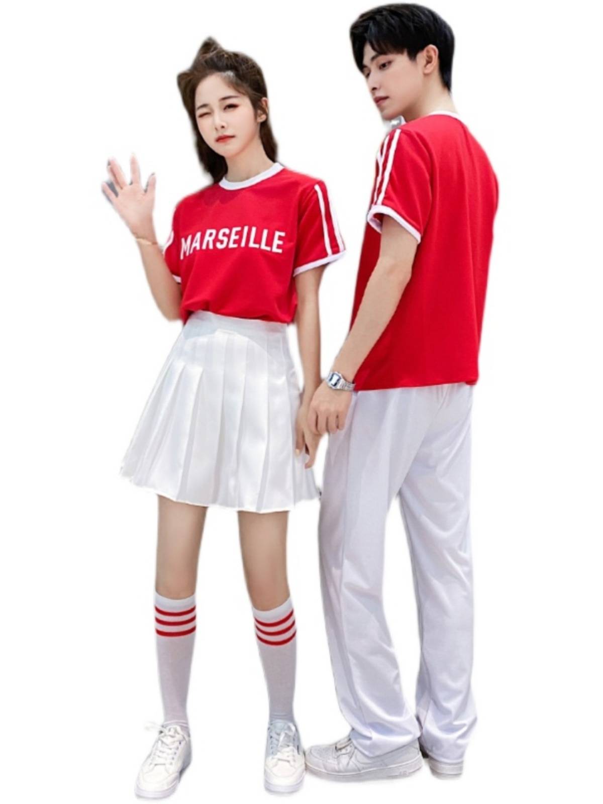The opening ceremony of the Lala team performance service sports meeting La La Raoming Graduation Seasonal Bodybuilding Set Short Sleeve Men and Women Spring