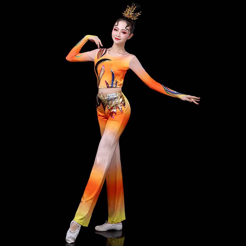 La La team dance and clothing new long -sleeved fashion fitness performance service contest clothing adult bodybuilding suit female