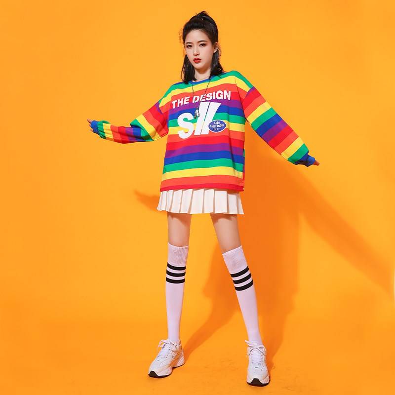 Spot jazz dance long sleeve performance service la la la la la lasses women's suits Korean female group adult W La La La Kajian beauty