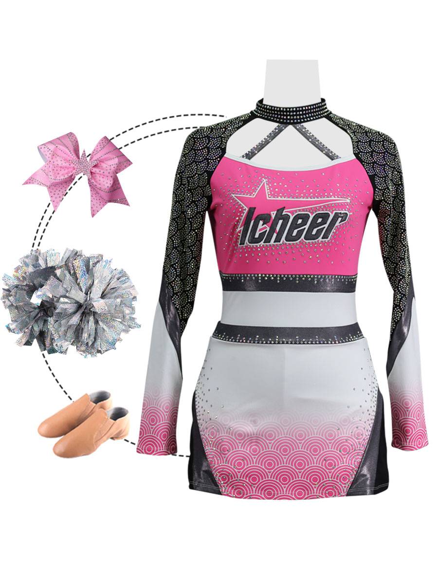 Professional customized high -quality cheerleading clothing technique flower ball prostalgic long -sleeved student men and women