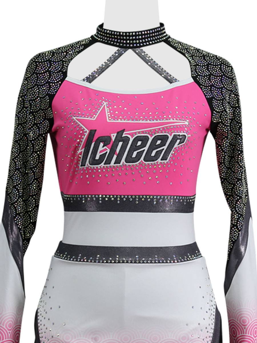 Professional customized high -quality cheerleading clothing technique flower ball prostalgic long -sleeved student men and women