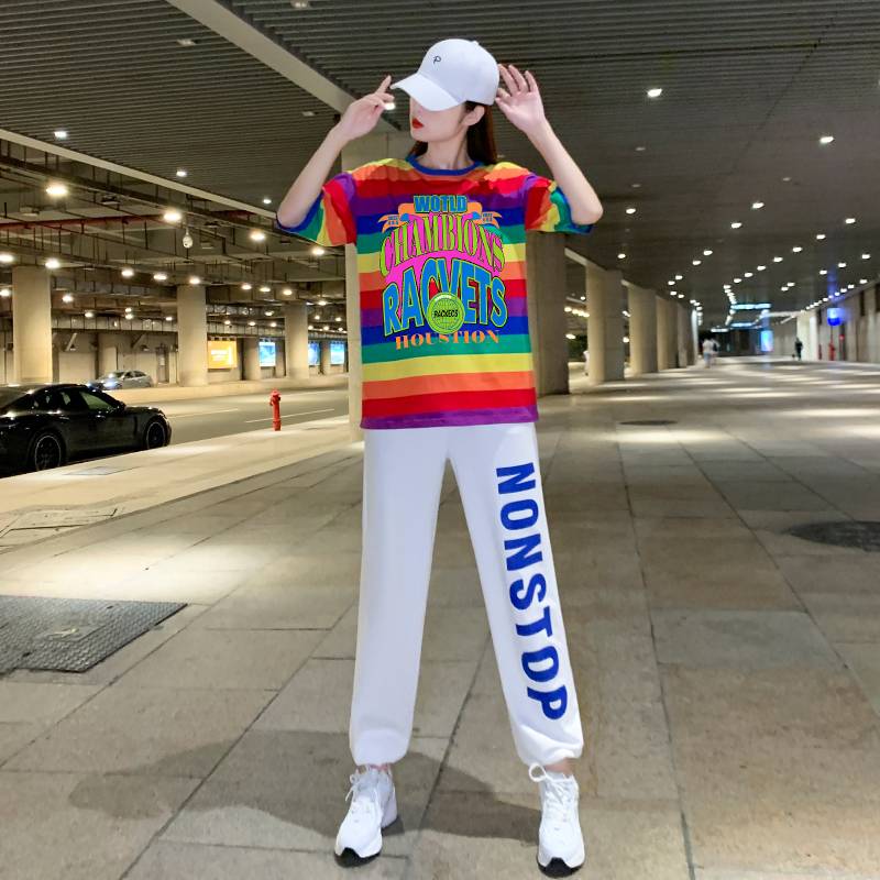 La La Xing performances fitting fitness exercise Lala adult modern street dance jazz dance dance dancing rainbow set summer