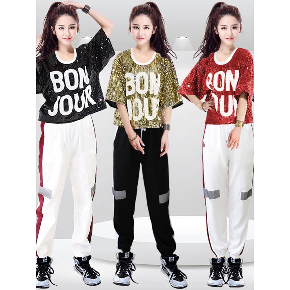 Adult female dance service sequin jazz dance showing laid lan lan cheerle hip -hop street dance cloth