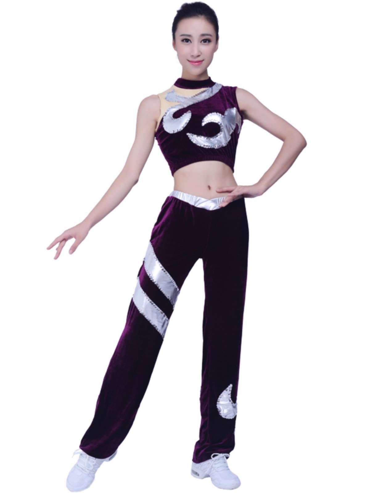 New bodybuilding clothing velvet games group performance service art gymnastics competition suit can be added with long sleeves