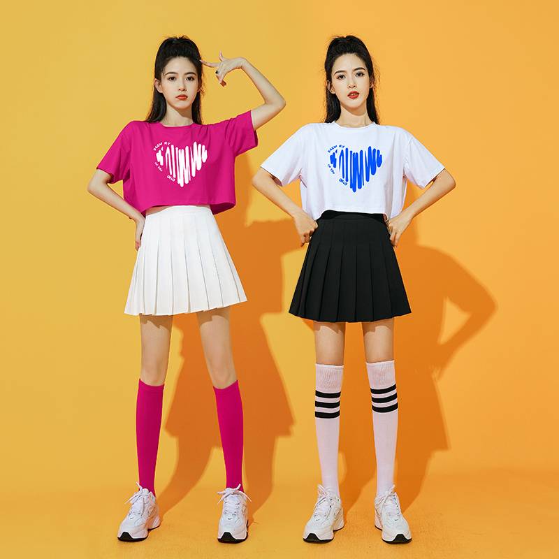 La La team clothing female adult football baby goblin fucking show jazz dance bodybuilding sleeve pleated skirt