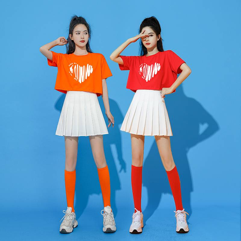 La La team clothing female adult football baby goblin fucking show jazz dance bodybuilding sleeve pleated skirt