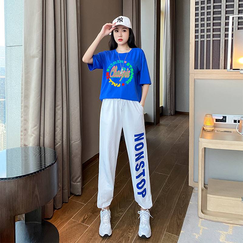 Adult La team Fitness Hip -hop Street Dance Sports Pants Set Female Xia Jazz Dance Fencing Performance Service