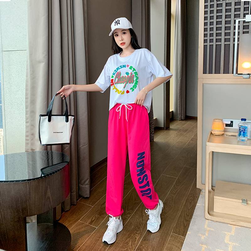 Adult La team Fitness Hip -hop Street Dance Sports Pants Set Female Xia Jazz Dance Fencing Performance Service