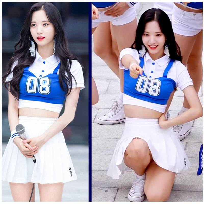 The new Korean women's group is the same cheerleading men's and women's group fitness exercise university sports conference performance service stage table