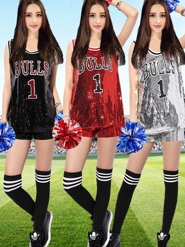 Adult female college students shining sequins La cheerleading suit jazz dance cheerleading dance performance clothing