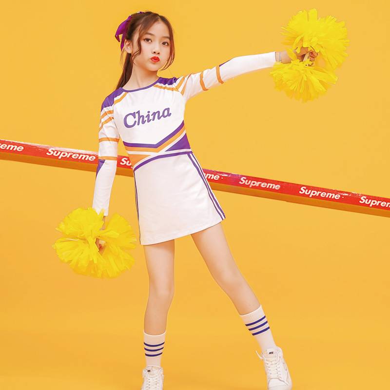 Children's long sleeves cheerleading skirt men and women's gymnastics competition performance service children's basketball cheerleading team uniform