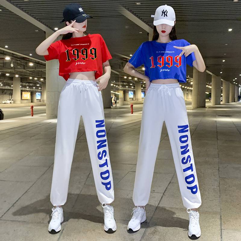Adult Korean version of dancing jazz practice pants jazz dance clothing men's and women's set cheerleading team bodybuilding performance clothes