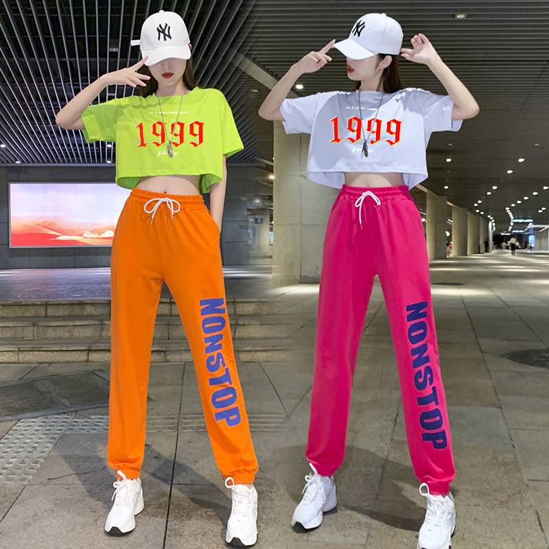 Adult Korean version of dancing jazz practice pants jazz dance clothing men's and women's set cheerleading team bodybuilding performance clothes