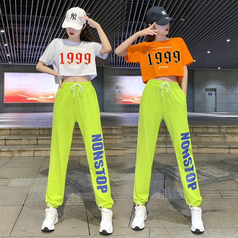 Adult Korean version of dancing jazz practice pants jazz dance clothing men's and women's set cheerleading team bodybuilding performance clothes