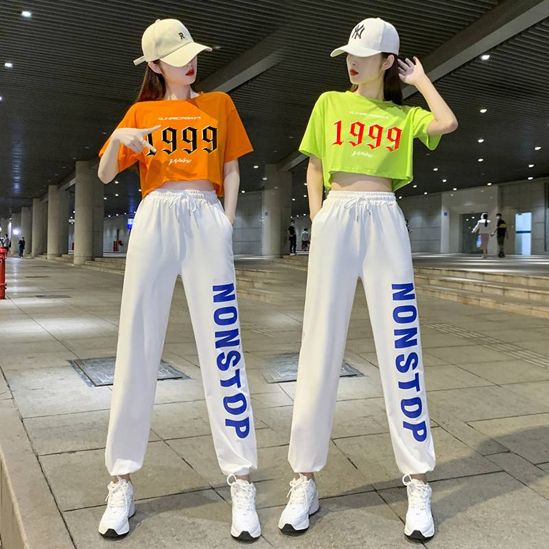 Adult Korean version of dancing jazz practice pants jazz dance clothing men's and women's set cheerleading team bodybuilding performance clothes