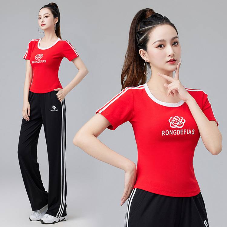 Plaza dance set female 2024 new Yang Liping summer fitness operation clothing pure cotton sports dancing dancing clothes