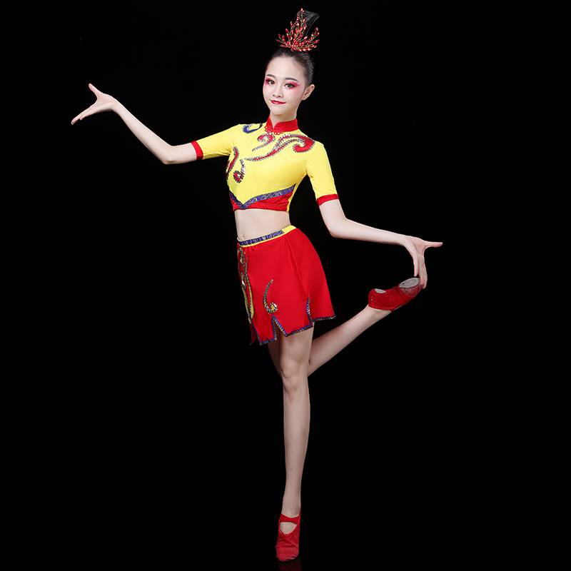 La La team dance clothing female youth set fitness group college student fitness exercise performance service short skirt adult