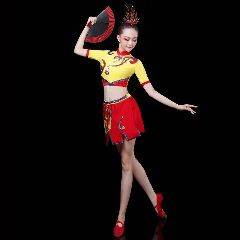La La team dance clothing female youth set fitness group college student fitness exercise performance service short skirt adult